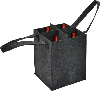 Filz Flaschentasche 4 Flaschen Trennwand Weinträger Bierträger
