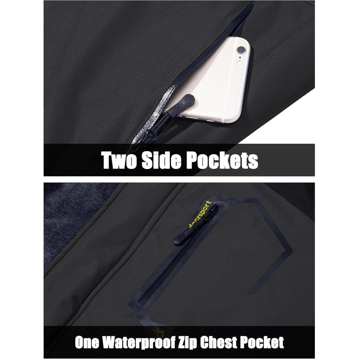 Herren Winter Skijacke Fleece Gefüttert Wasserdicht Atmungsaktiv Grau XXL