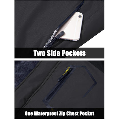 Herren Winter Skijacke Fleece Gefüttert Wasserdicht Atmungsaktiv Grau XXL