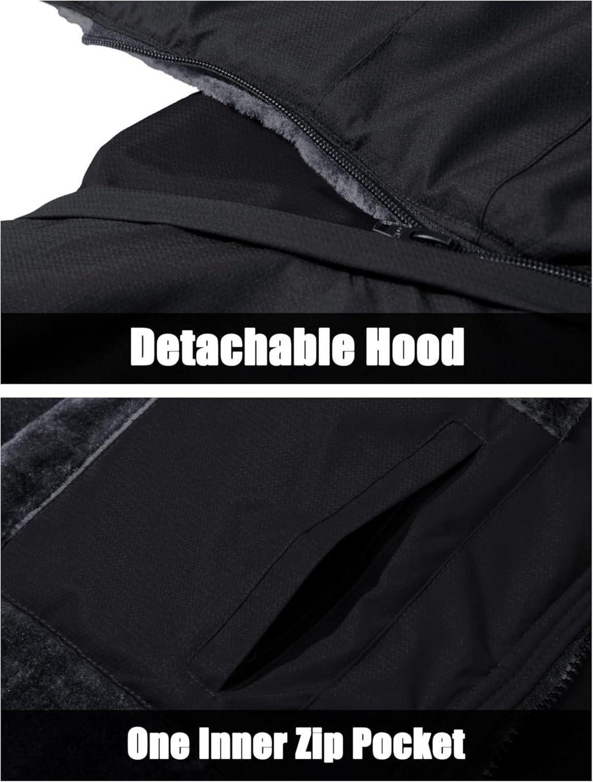 Herren Winter Skijacke Fleece Softshell Schwarz XXL