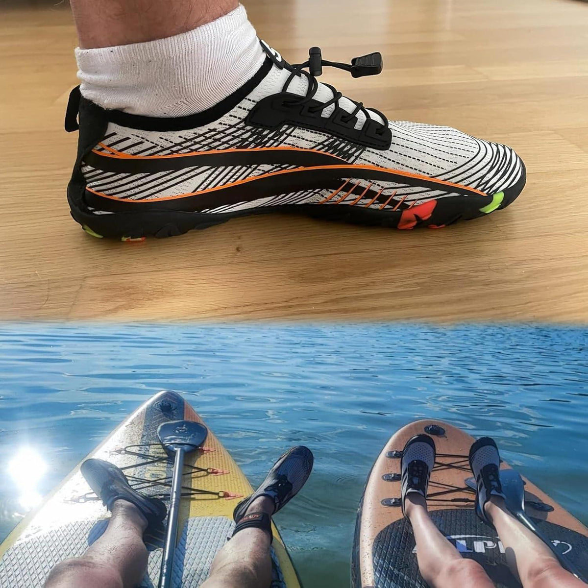 Aqua Schuhe Damen Herren Schnell Trocknend Weiß Orange 45 EU