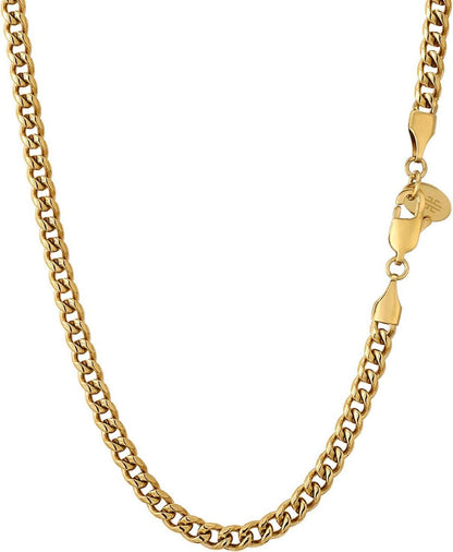 Edelstahl Cuban Link Chain 18K Gold vergoldet 4mm 45.7cm