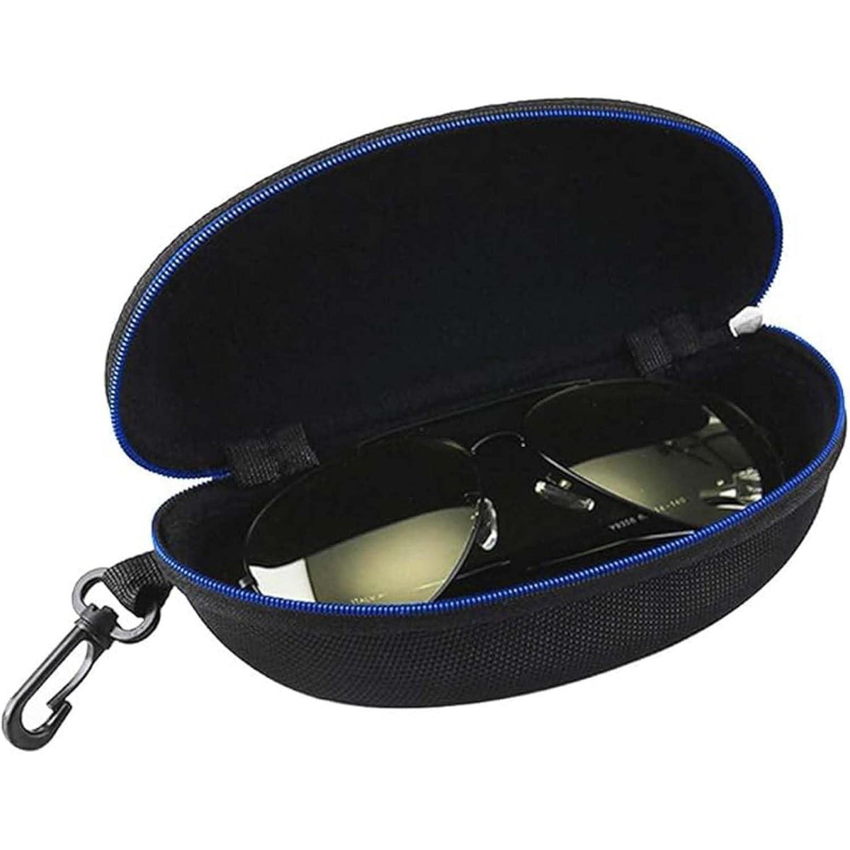 Brillenetui mit Karabiner, 3 Stück Blau
