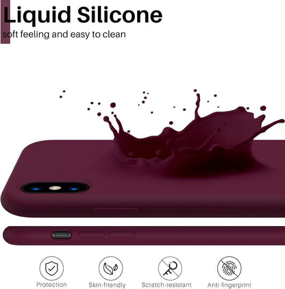 iPhone XS/X Silikon Case Ultra Dünn Flüssig Handyhülle Schutz Weinrot
