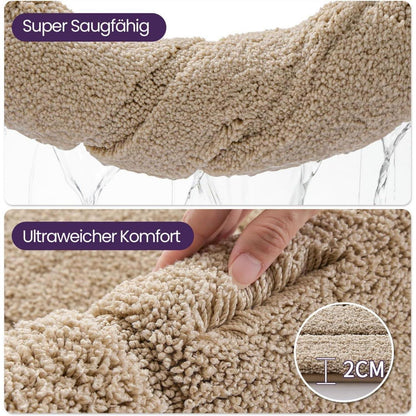 Rutschfeste Badematte Mikrofaser Beige 60x110 cm