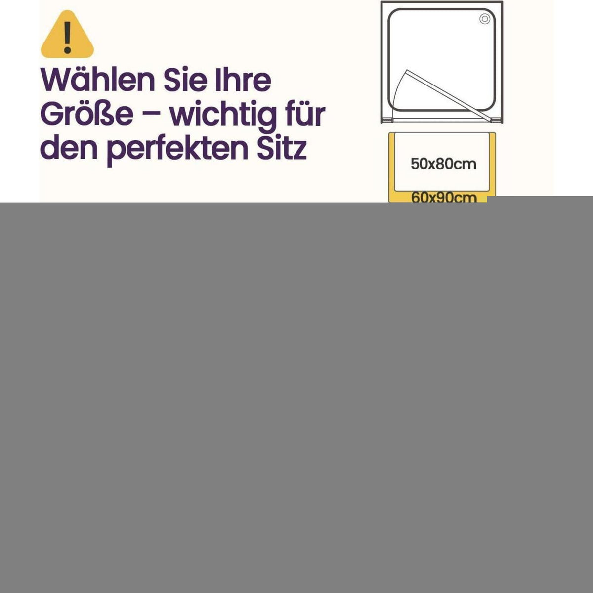 Rutschfeste Badematte Mikrofaser Hellgrau 60x90 cm