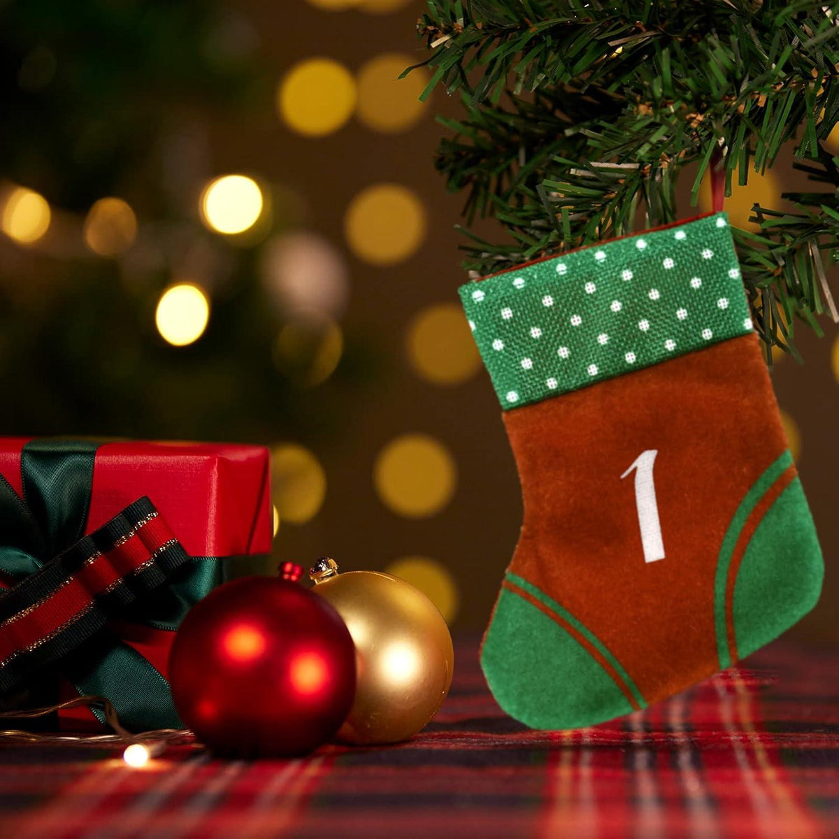 Adventskalender Filz Säckchen Stechpalme Weihnachtskalender Kette