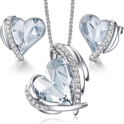 Rosegold Damen Schmuckset Herz Halskette Ohrringe Geschenkbox