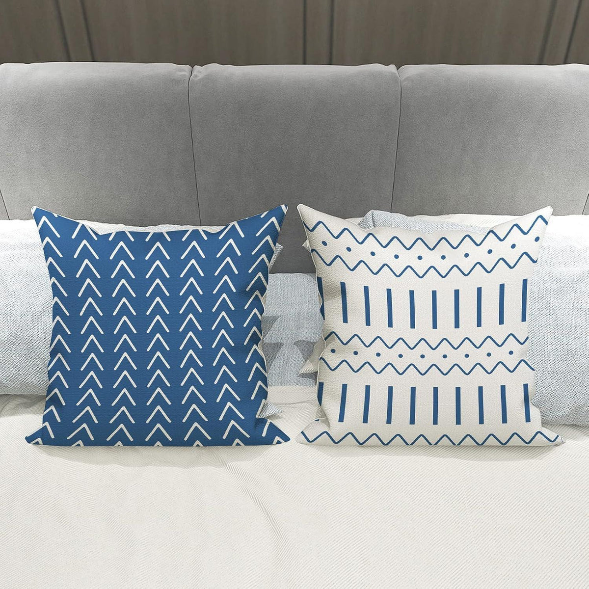 Leinen Kissenbezüge 55x55 cm, hellblau, 4er Set