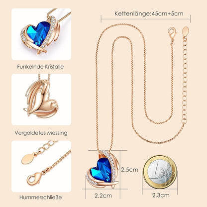 Rosegold Herz Halskette für Frauen - Geschenkbox inklusive