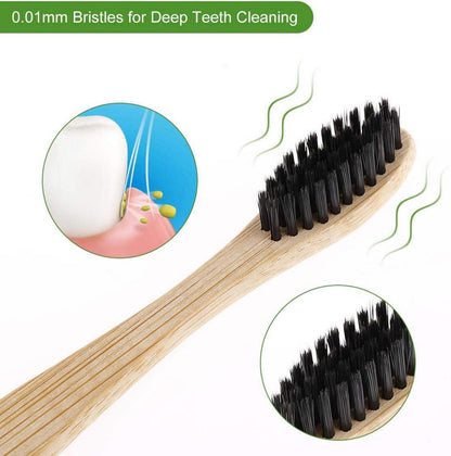 10er Pack Bambus Zahnbürsten Bio Holz BPA-frei Biologisch Abbaubar