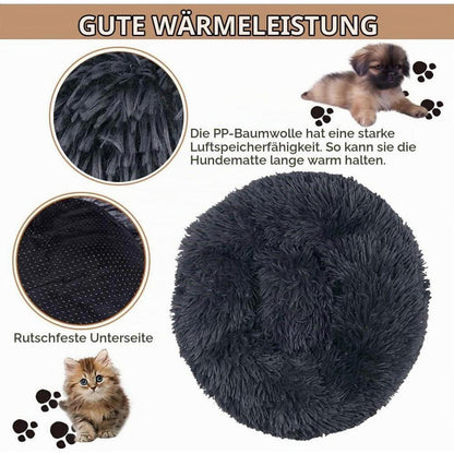 Flauschiges Hundebett Orthopädisch Ø 120cm Dunkelgrau