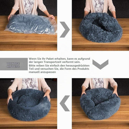 Flauschiges Hundebett Orthopädisch Ø 120cm Dunkelgrau