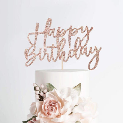 iZoeL Tortendeko Rosegold Happy Birthday Sterne Cake Topper