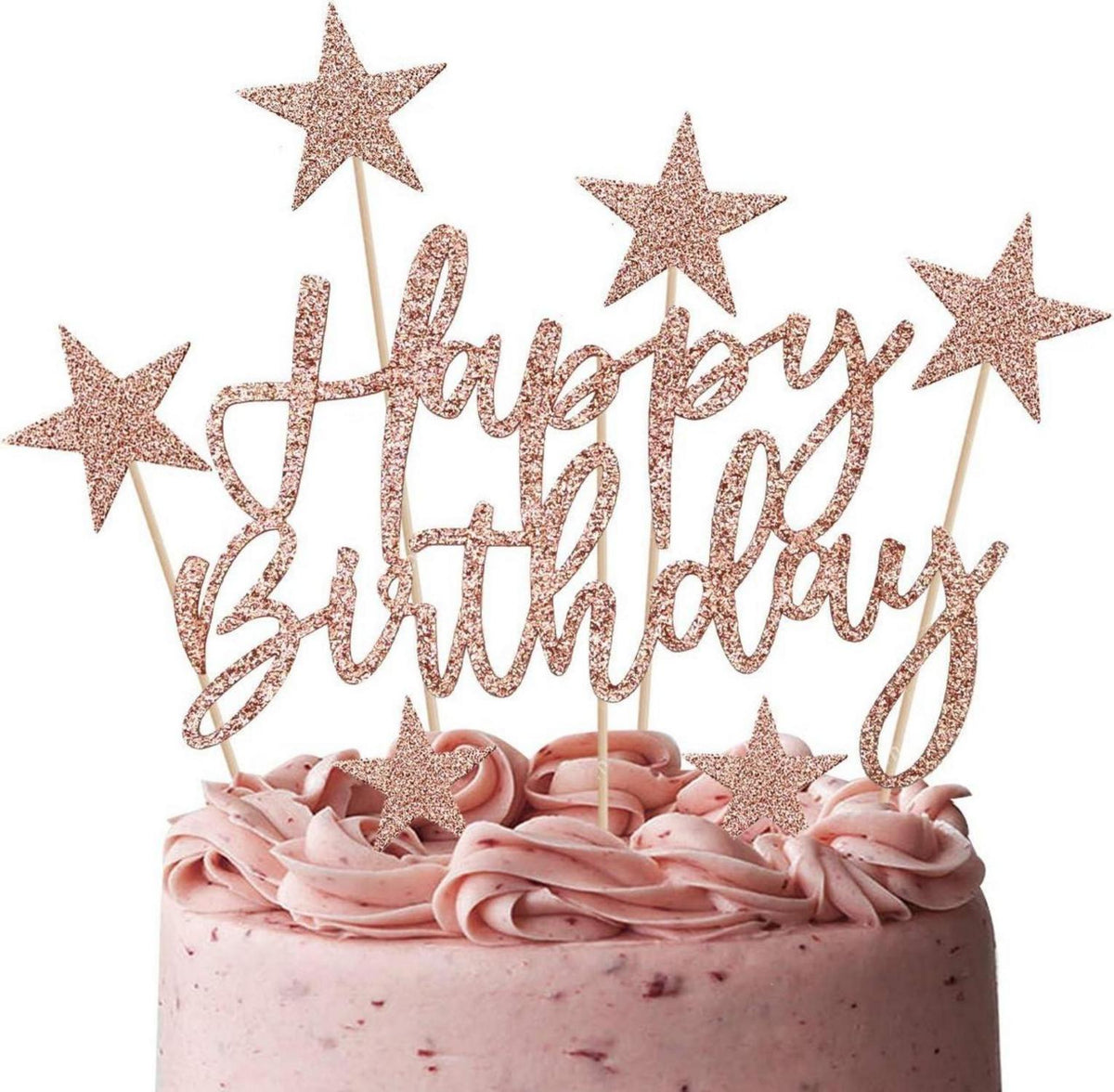 Tortendeko Rosegold Happy Birthday Sterne Cake Topper