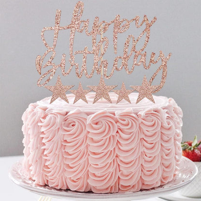 Tortendeko Rosegold Happy Birthday Sterne Cake Topper