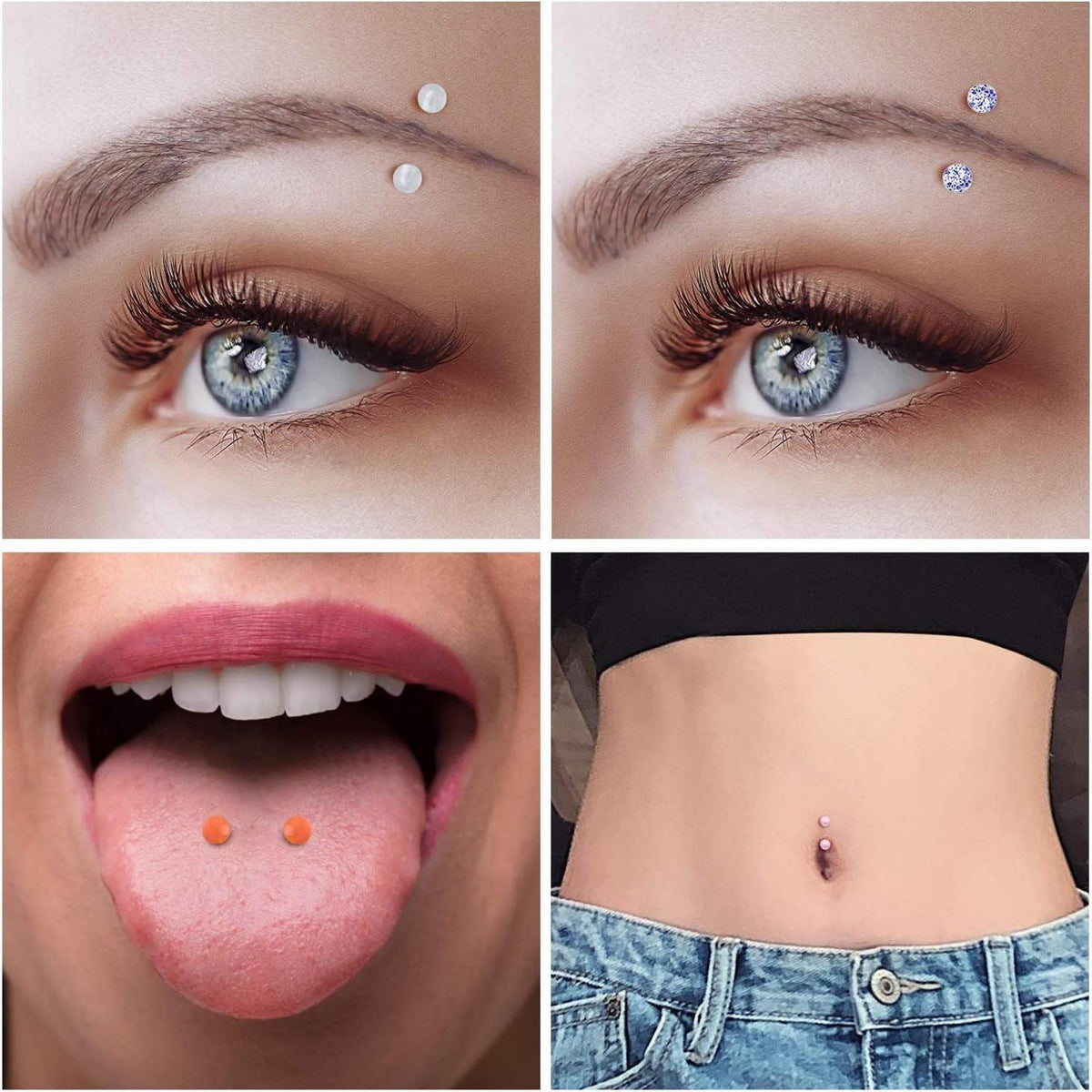 Set mit 10 Augenbrauenpiercings Rook Daith Bauchnabel 16G 8mm