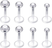 Klare Lippenpiercing Set mit CZ in verschiedenen Größen 16G Bioflex