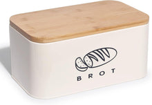 Theo&Cleo Brotkasten mit Bambusdeckel und Schneidebrett 30cm Beige