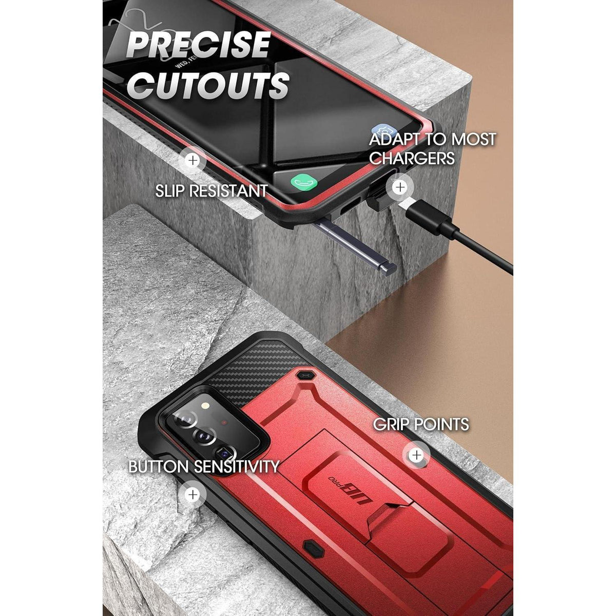 Robuste Hülle mit Gürtelclip für Samsung Galaxy Note 20 Ultra Rot