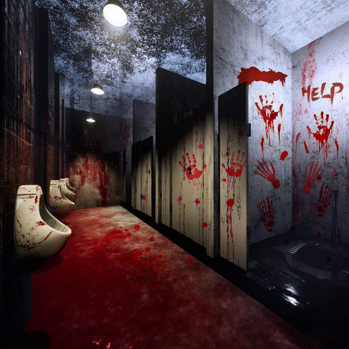 Halloween Fensteraufkleber Blutige Handabdrücke Fußabdrücke 80+ Sticker