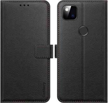 Ganbary Google Pixel 4A Hülle Premium Leder Tasche Schwarz
