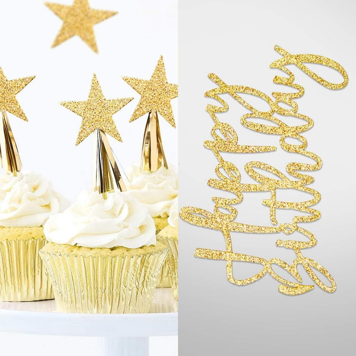 Tortendeko Geburtstag Gold Sterne Cake Topper 20-teiliges Set