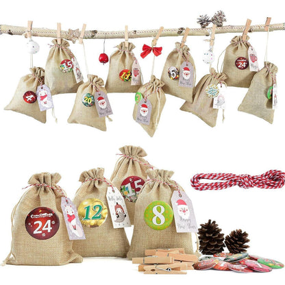 Adventskalender zum Befüllen 24 Jutesäckchen 2023