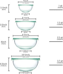 Luvan Glasschüssel Set 4 Stück mit Deckel, Salatschüsseln