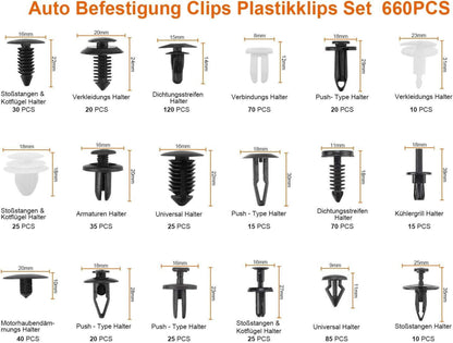 716-teiliges Kfz Auto Befestigung Clips Set mit Werkzeugen & Zubehör
