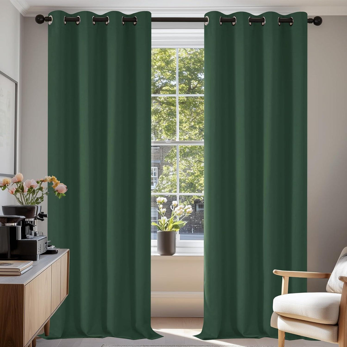 Verdunkelungsgardinen Set 240x135 cm, Waldgrün – Blickdicht & Lärmschutz