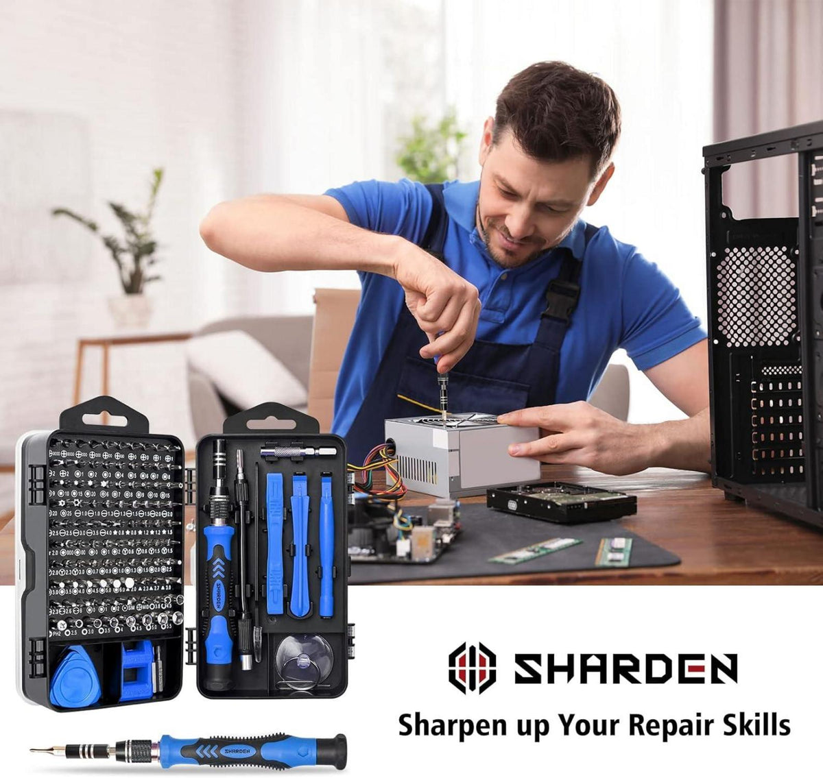 SHARDEN Feinmechaniker Schraubendreher Set 122 in 1 Mini Präzisions Werkzeug Kit Torx T2 T5 T6 T8 T9 Magnetische Pad Blau