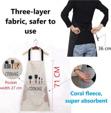 Verstellbare Kochschürze mit Taschen in Schwarz, wasserdicht