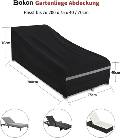 Gartenliege Abdeckung 200x75x40/70cm Wasserdicht Winterfest