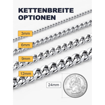 Panzerkette Edelstahl 18k Vergoldet | 9mm Breit 46cm