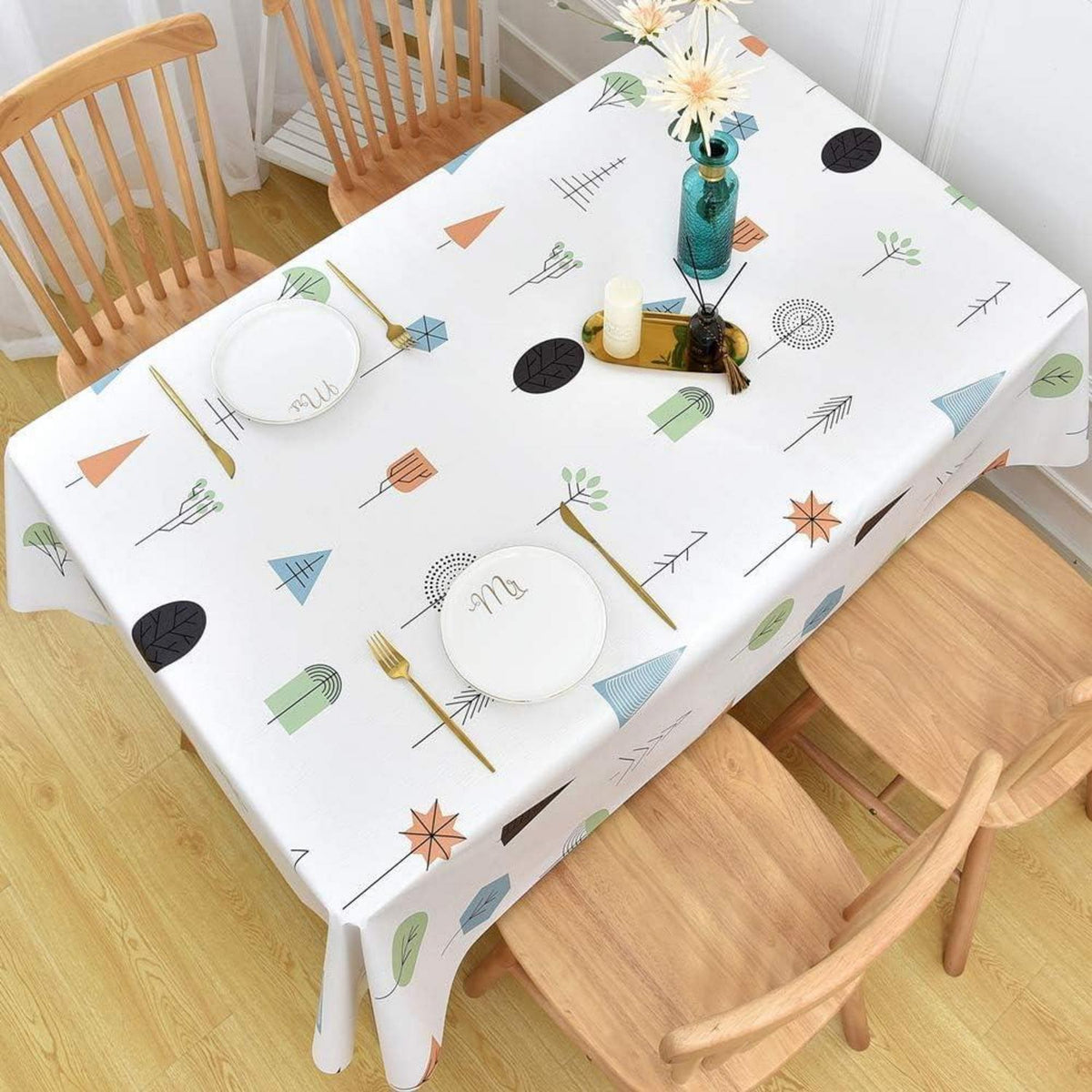 Abwischbare Tischdecke 137x137cm – Quadratisch, Wetterfest & Erfrischend