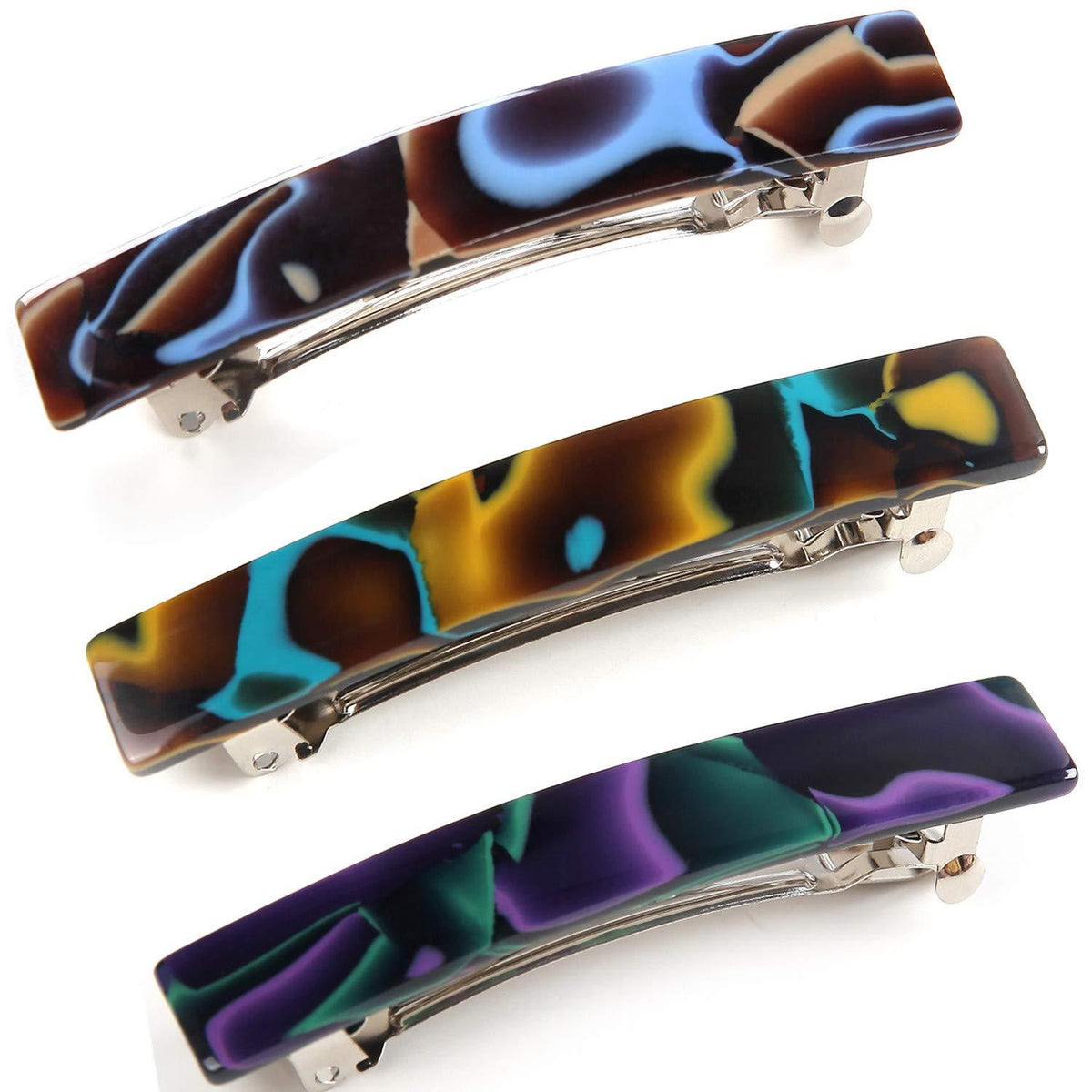 3er Set Automatische Haarspangen Damen Schildpatt Clip