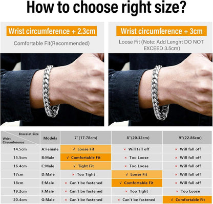 KRKC&CO Cuban Link Chain & Armband Set, 18K Gold/Weißgold