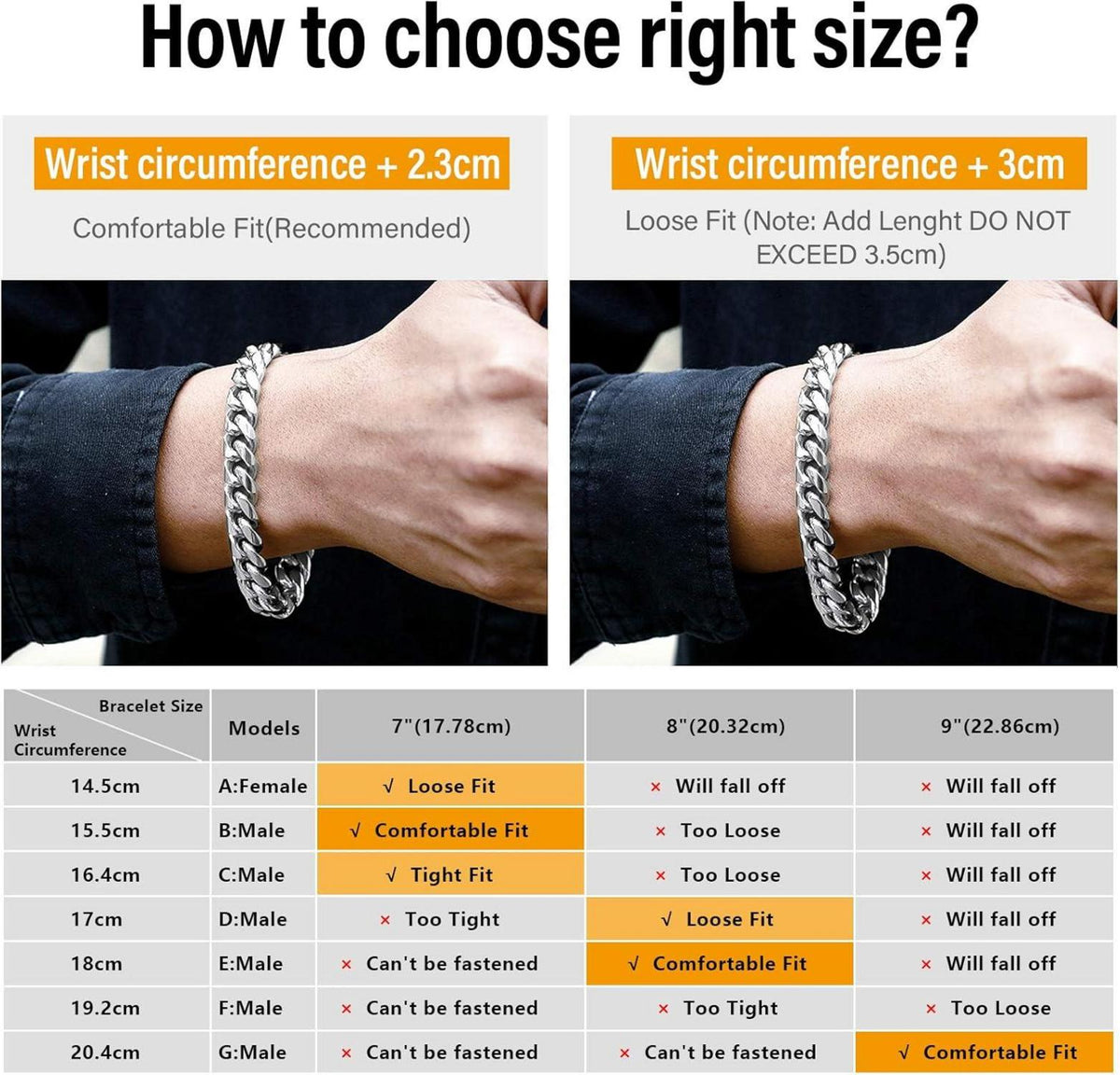 KRKC&CO Cuban Link Chain & Armband Set, 18K Gold/Weißgold