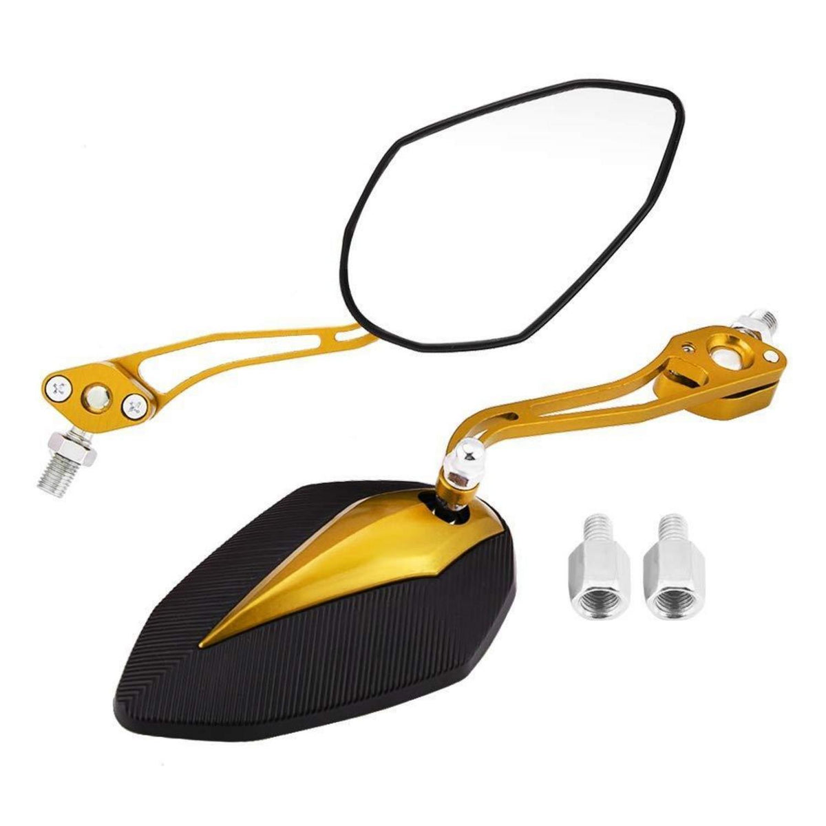 Motorrad Rückspiegel Set Gold/Chrom, Universal 8mm/10mm