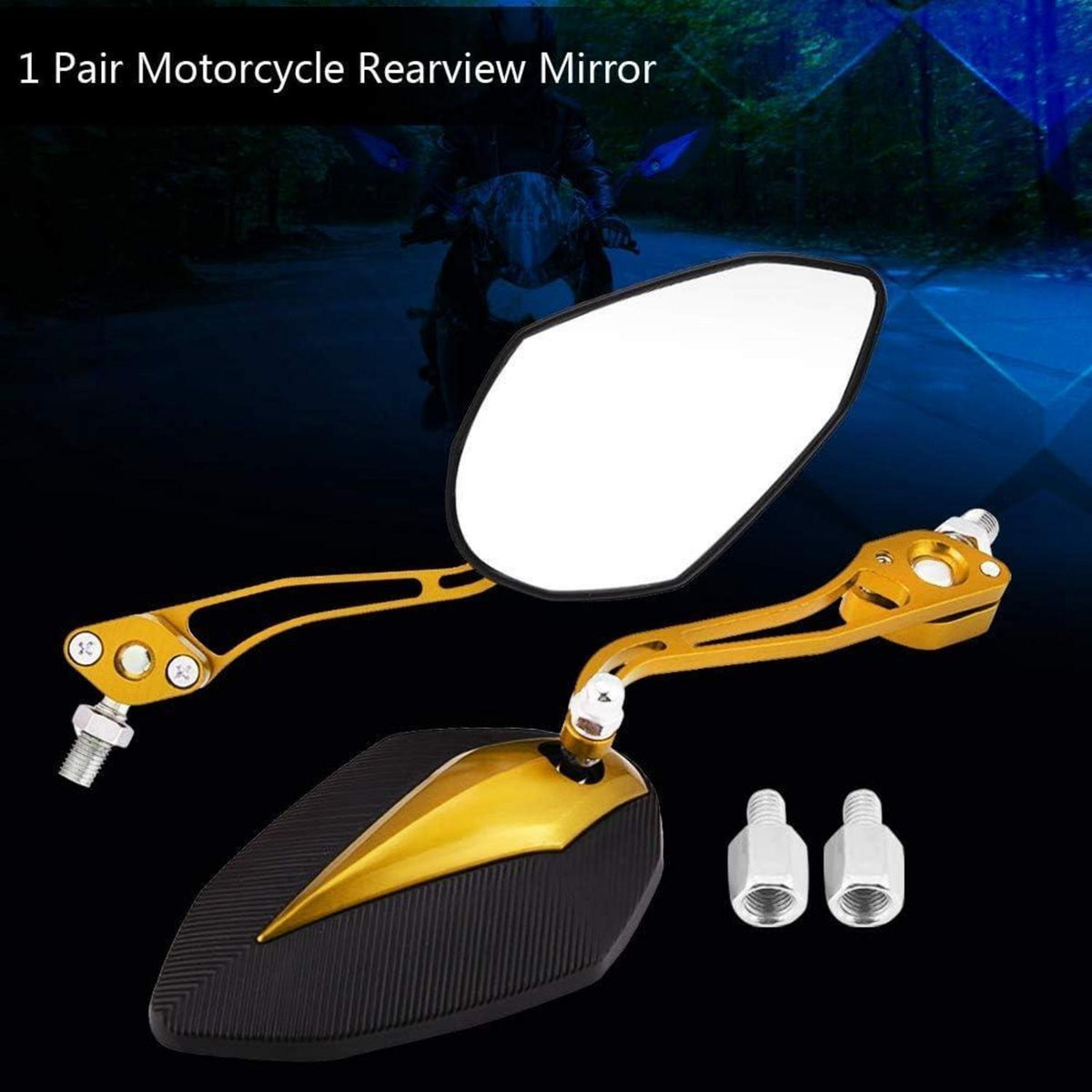 Motorrad Rückspiegel Set Gold/Chrom, Universal 8mm/10mm