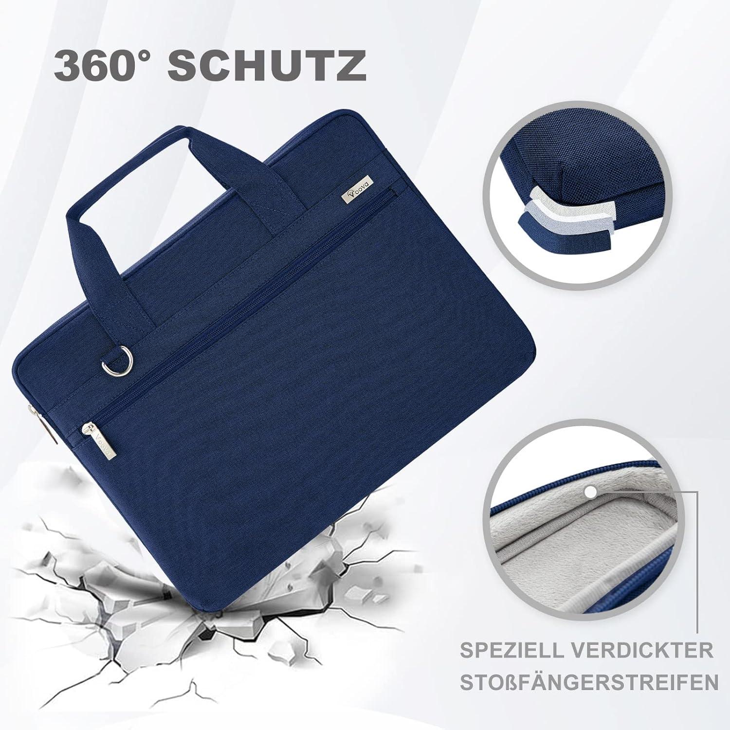 Voova Laptoptasche 360°Schutz 15-16 Zoll Wasserdicht Blau