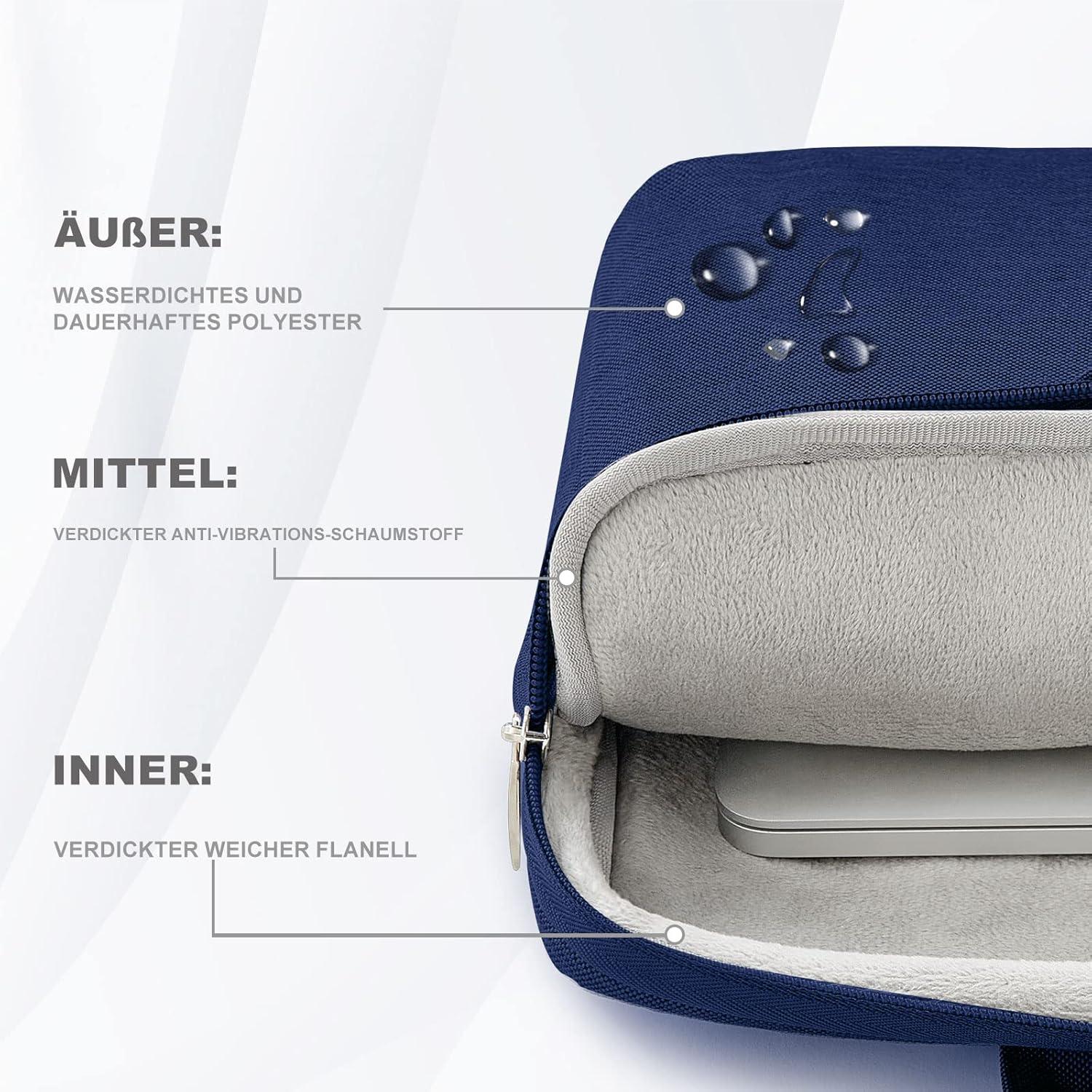 Laptoptasche 15,6 Zoll Wasserdicht 360°Schutz Blau Umhängetasche