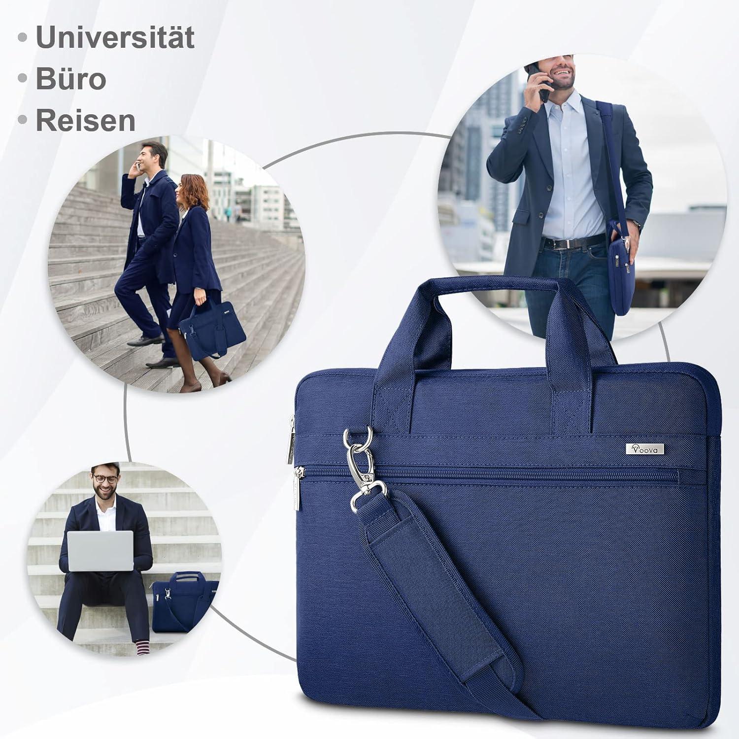 Laptoptasche 15,6 Zoll Wasserdicht 360°Schutz Blau Umhängetasche