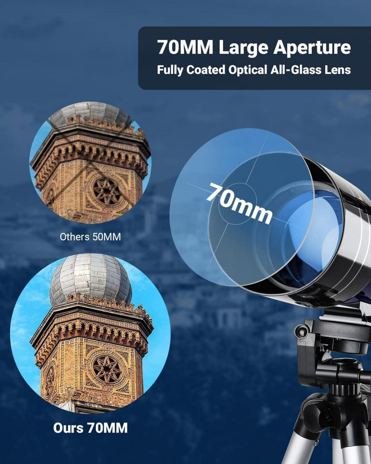 Teleskop Astronomie 70mm Vollständig Beschichtete Linse 3X