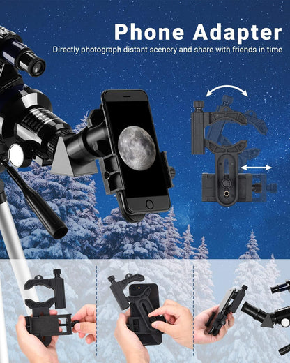 Teleskop Astronomie mit Verstellbarem Stativ und Telefon-Adapter 70mm Vollständig Beschichtete Linse