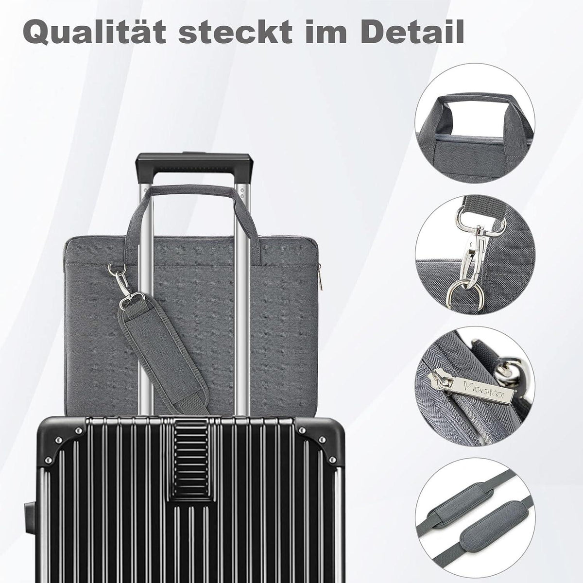 Laptoptasche 17,3 Zoll wasserdicht stoßfest mit Schultergurt Grau