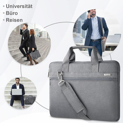 Voova Laptoptasche 17-17,3 Zoll Wasserdicht Stoßfest Umhängetasche Grau Apple