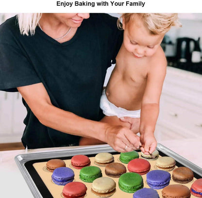 Silikon Backmatte Macarons 40 Löcher 14 Düsen BPA-frei 42x29cm 2er Pack