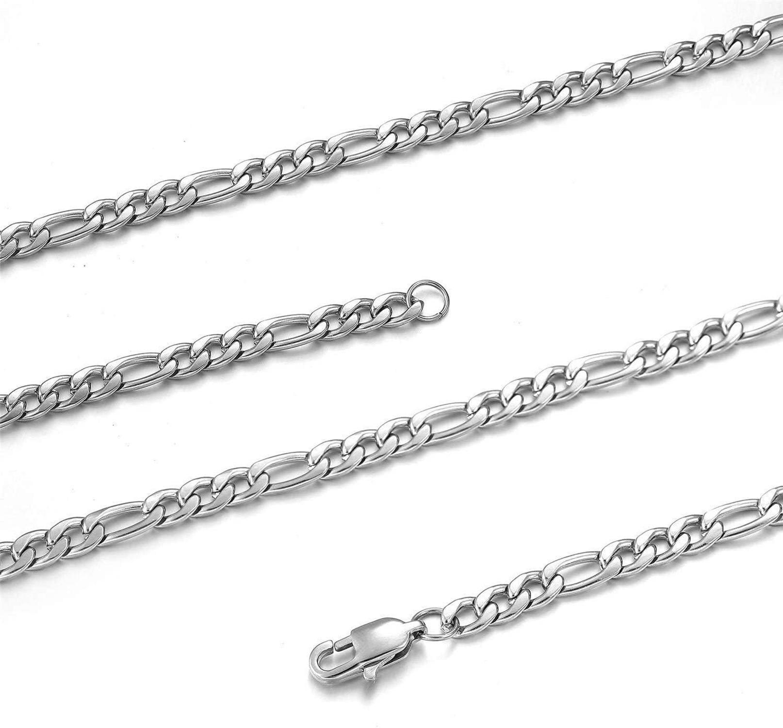 AFSTALR Figaro Edelstahl Herren Halskette 46cm Silber_panzerkette 9mm